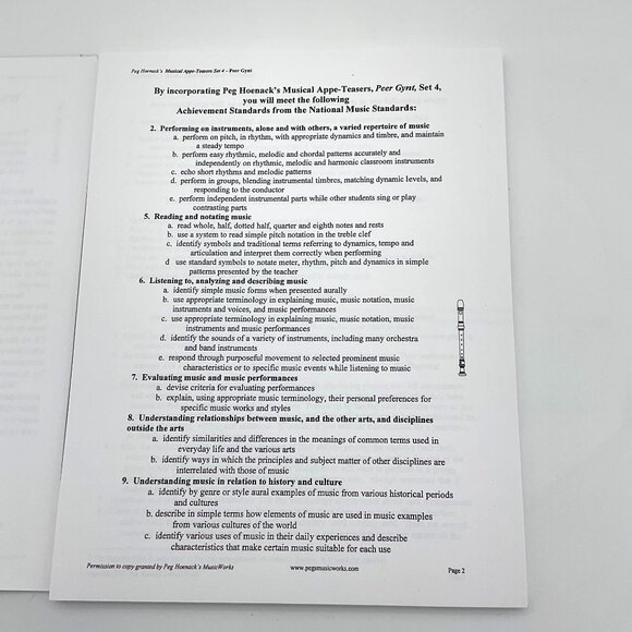 Peg Hoenack Musical Appe-Teasers Set Four Peer Gynt Edvard Grieg Reproducibles - Picture 2 of 2